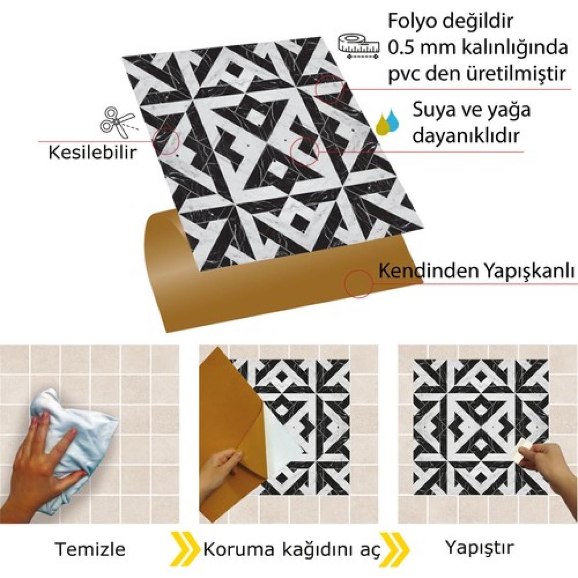Tink Kendinden Yapışkanlı Mermer 008 Desenli Pvc Karo 30X30 cm (4 Adet) 0,36 M2