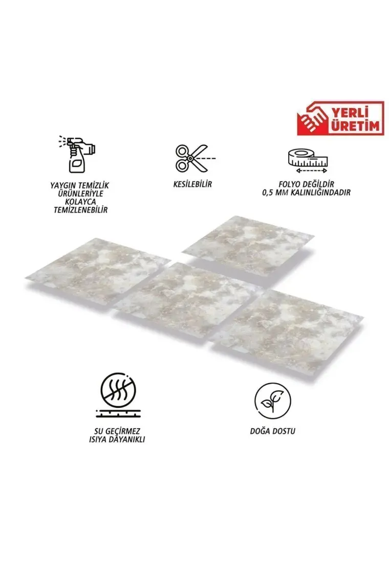 Tink Kendinden Yapışkanlı Gri Mermer Desenli Pvc Karo 30x30 cm 11 Adet 1m2