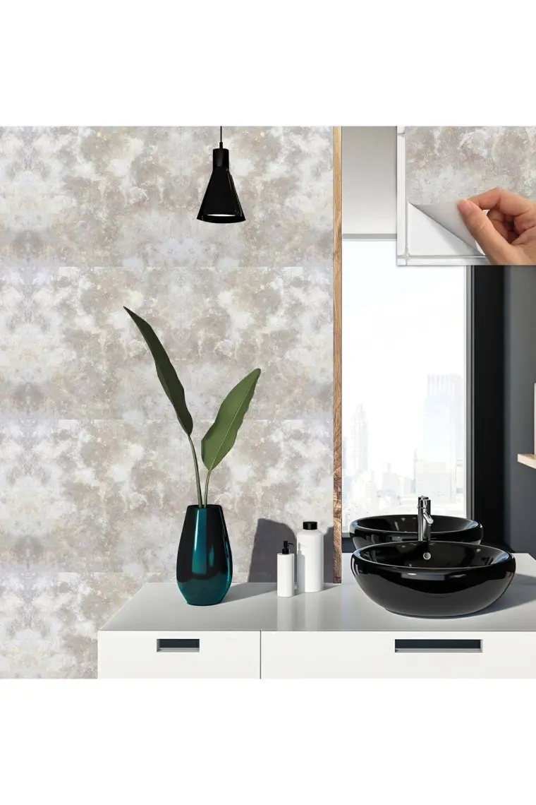 Tink Kendinden Yapışkanlı Gri Mermer Desenli Pvc Karo 30x30 cm 11 Adet 1m2