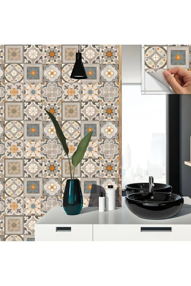 Tink Kendinden Yapışkanlı Apricot Desenli Pvc Karo 30X30 cm (11 Adet) 1m2