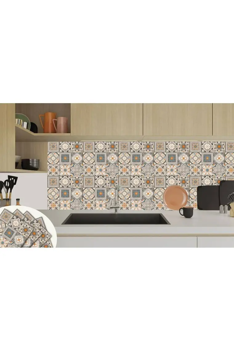 Tink Kendinden Yapışkanlı Apricot Desenli Pvc Karo 30X30 cm (11 Adet) 1m2