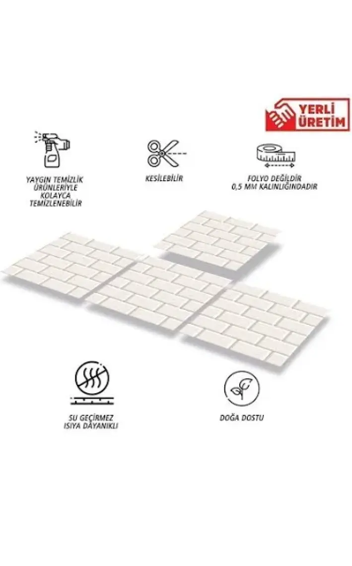 Tink Kendinden Yapışkanlı Metro Karo Desenli Pvc Karo 30X30 cm 4'lü 0,36 M2