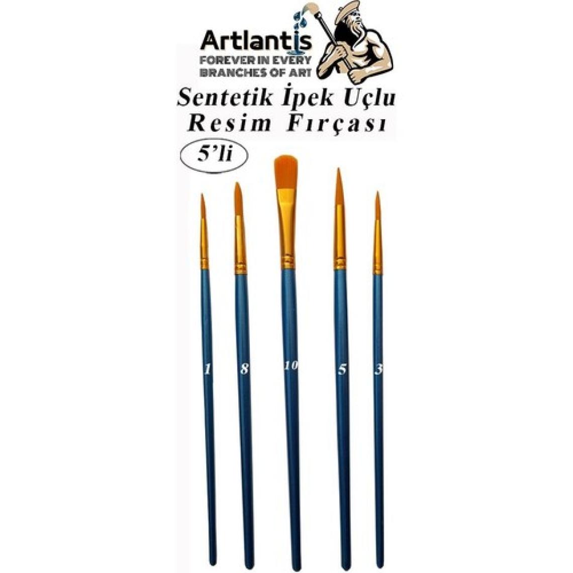 Artlantis Fırça Seti 5 Li Sentetik Ipek Uçlu Resim Fırçası 1 Paket Suluboya Akrilik Boya Guaj Boya Yağlı Boya