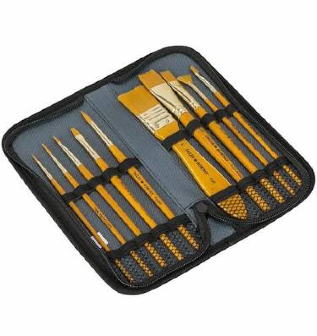Daler Rowney Simply Gold Taklon Akrilik Çantalı Fırça Seti 10'lu