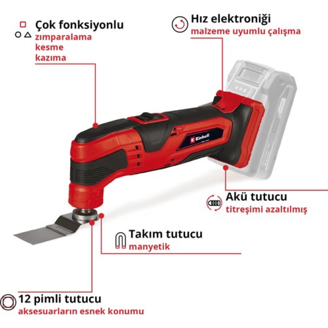 Einhell Akülü Raspalama Makinesi TC-MG 18 Li-Solo Power X-Change (Li-Ion, 18 V, manyetik alet tutucu, hız kontrolü, aksesuarlar dahil, akü ve şarj cihazı dahil değildir) - 4465170