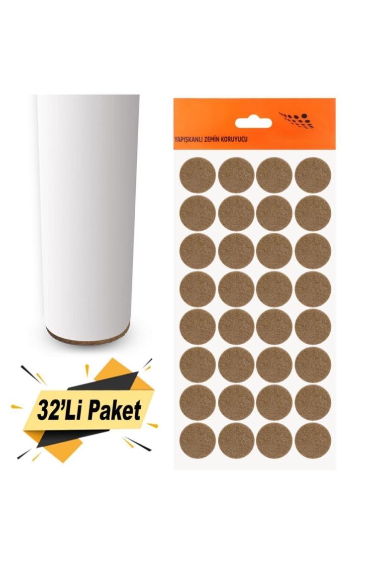 Yapışkanlı Mobilya Masa Sandalye Parke Zemin Ayak Koruyucu Kaydırmaz Keçesi 24 Mm (32'Lİ PAKET)