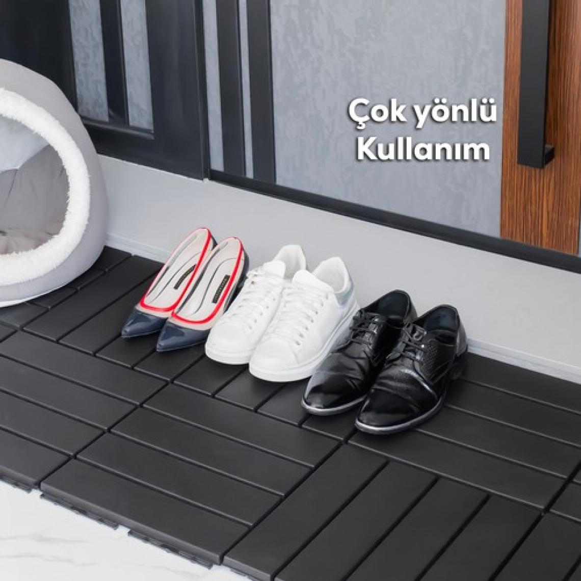 Porsima 1066 Bahçe Balkon Teras Zemin Paspası Banyo Paspası 36'lı Dış Mekan Yer Karosu Antrasit