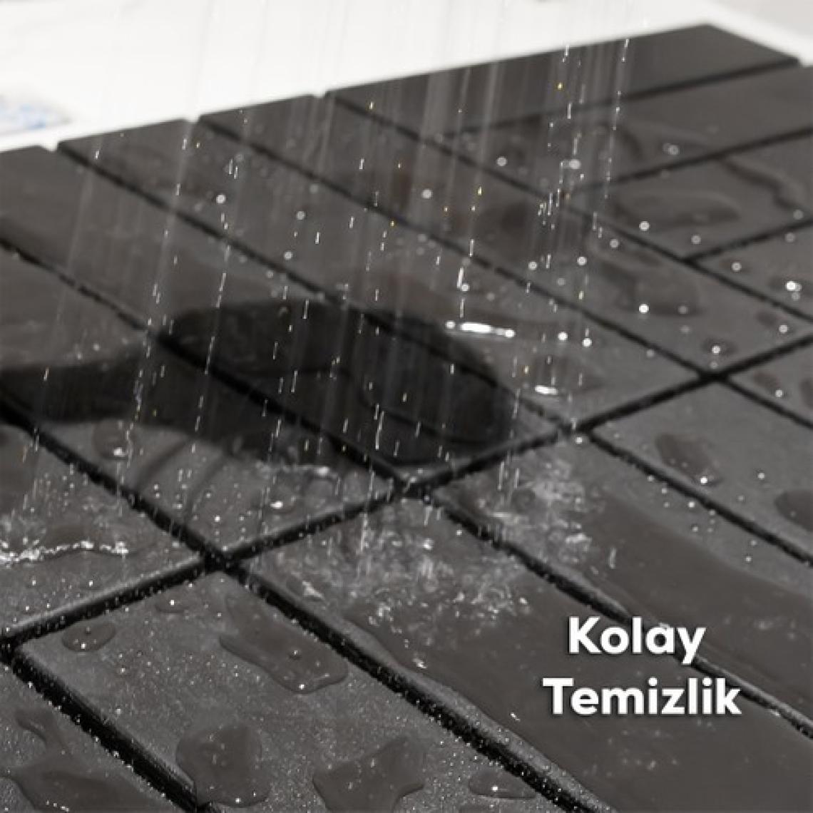 Porsima 1066 Bahçe Balkon Teras Zemin Paspası Banyo Paspası 36'lı Dış Mekan Yer Karosu Antrasit