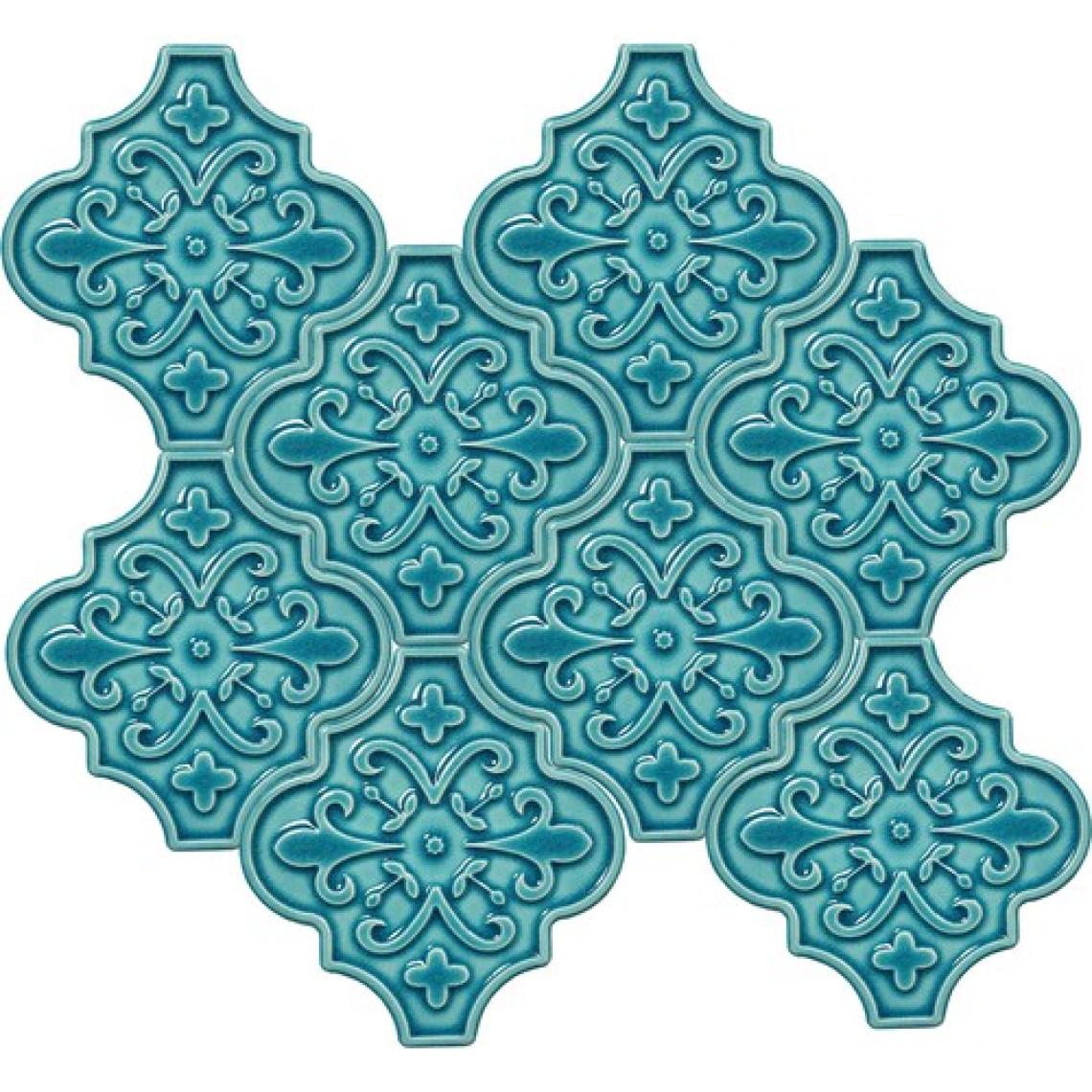 Armada Çini 12x12 Ottoman Çiçekli Arabesk Turkuaz Çini