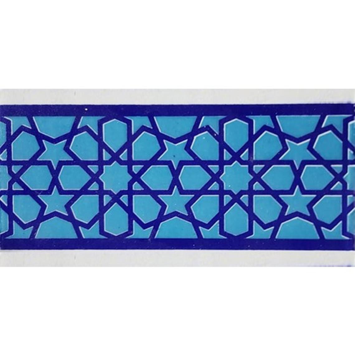 Armada Çini 10x20 cm KS-72 Mavi Türkmen Yıldızı Desenli Çini Bordür