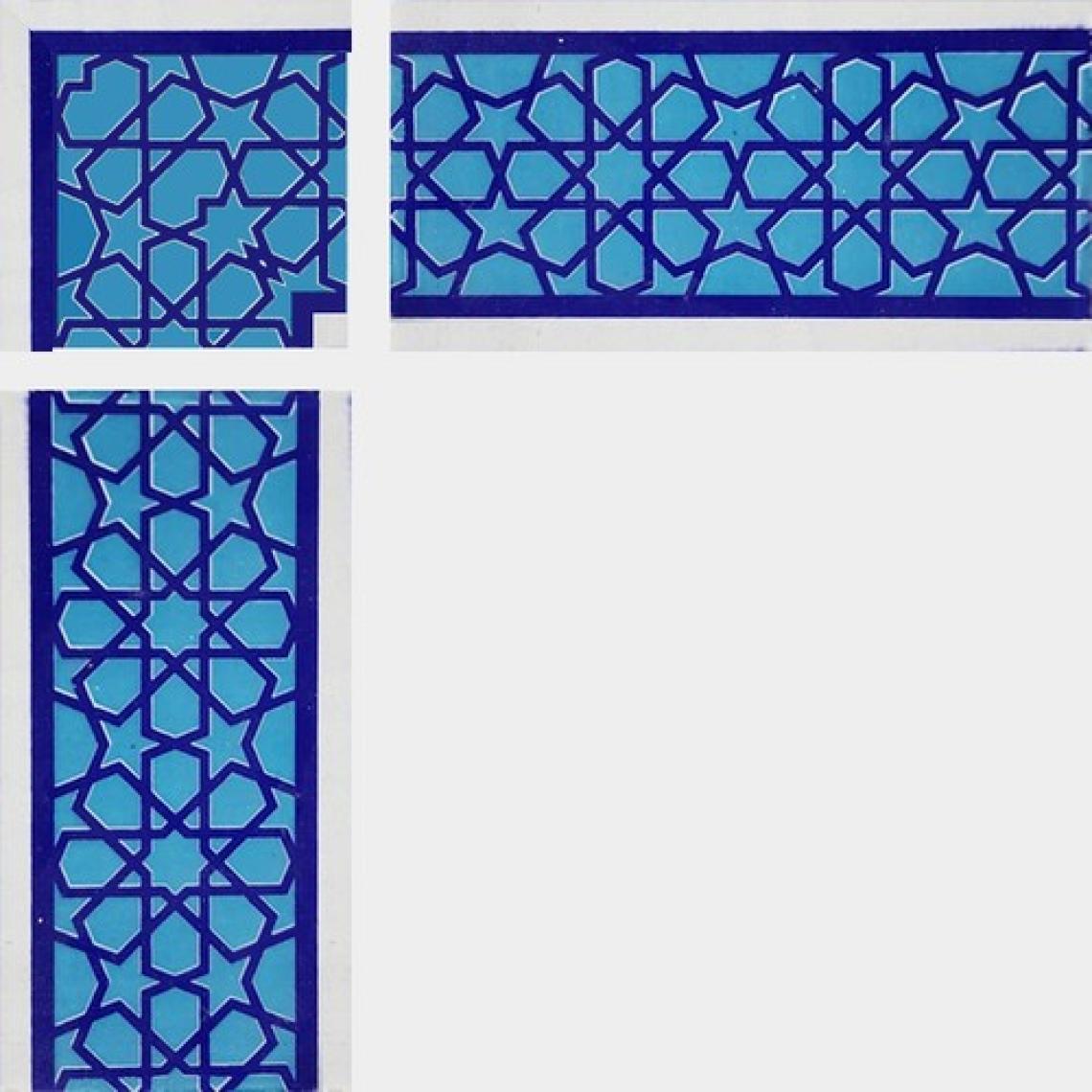 Armada Çini 10x20 cm KS-72 Mavi Türkmen Yıldızı Desenli Çini Bordür