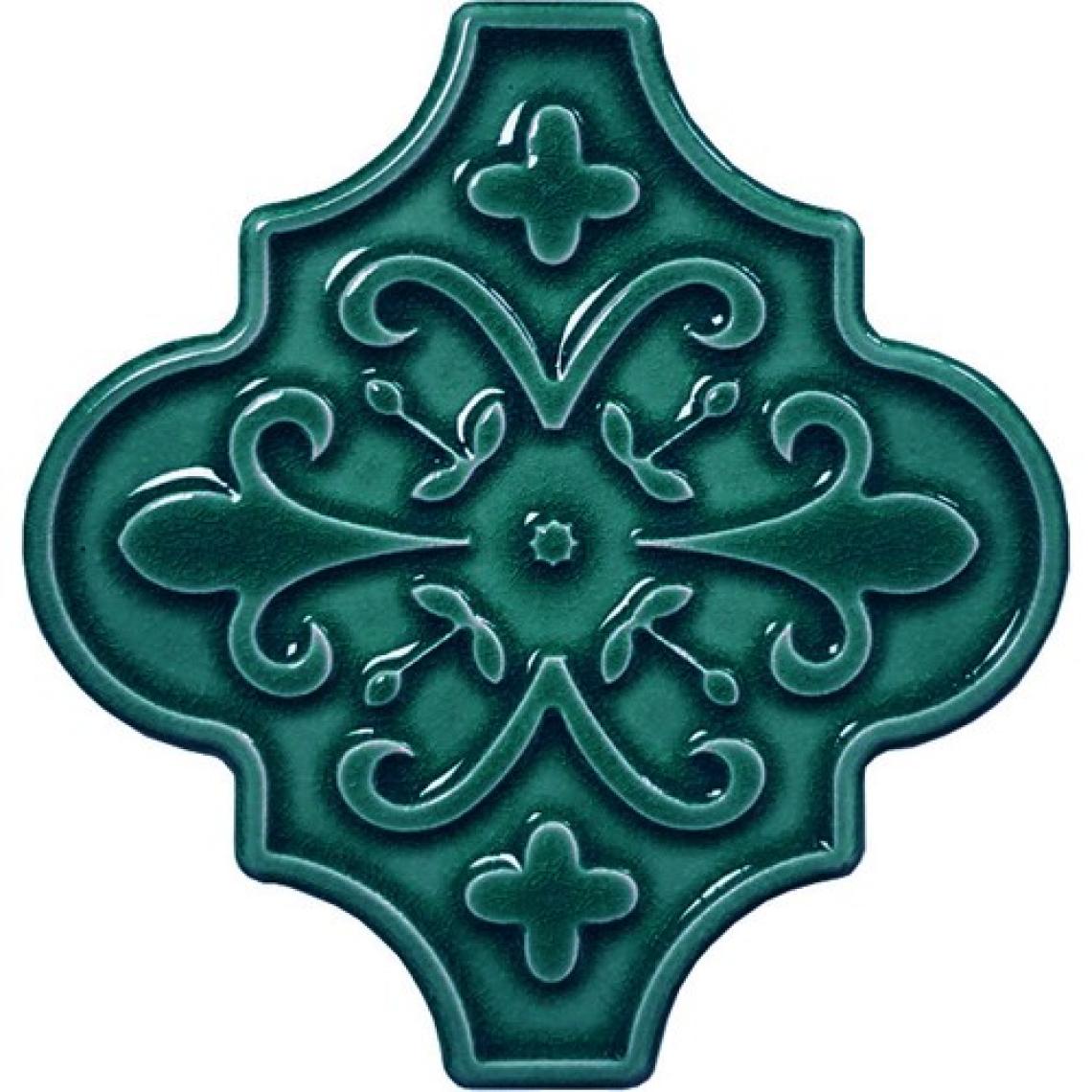 Armada Çini 12x12 Ottoman Çiçekli Arabesk Yeşil Çini