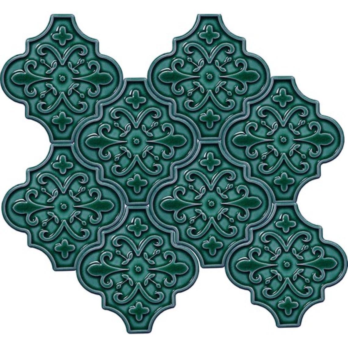 Armada Çini 12x12 Ottoman Çiçekli Arabesk Yeşil Çini
