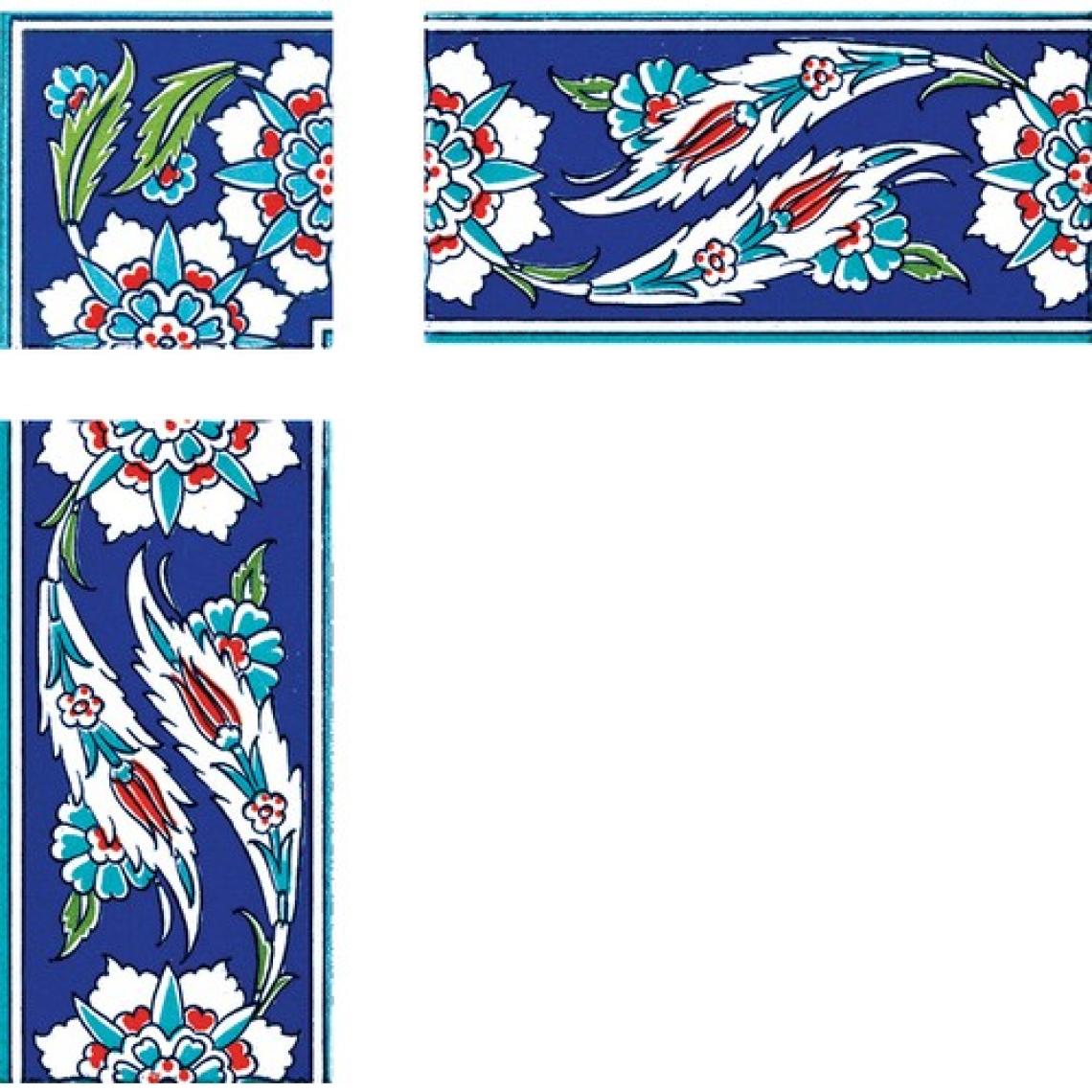 Armada Çini 10x10 cm KSK 18 Osmanlı Yaprak Desen Çini Bordür Köşe