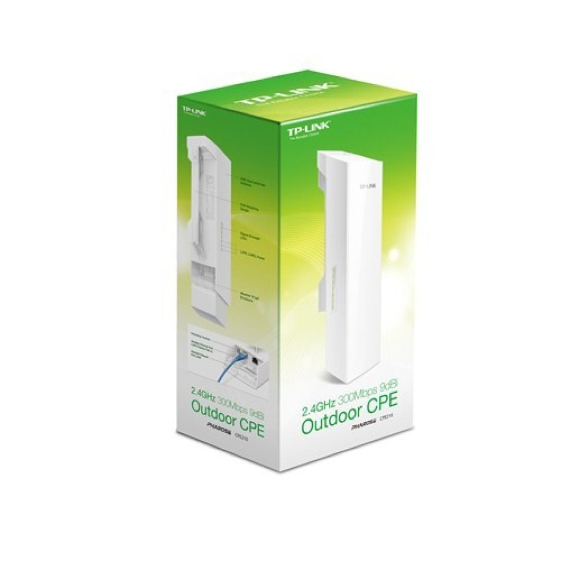TP-Link CPE210, 300 Mbps N Kablosuz 2.4GHz 9dBi 2x2 çift polarizasyonlu yönlü MIMO anteni Pasif PoE Desteği MAXtream Dış Mekan Access Point