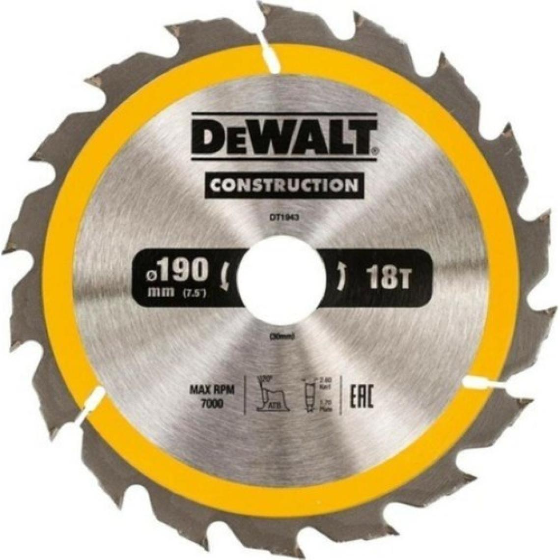 Dewalt DT1945 Daıre Testere Bıçağı Ahşap Kesım Ø190 mm 40 Dış