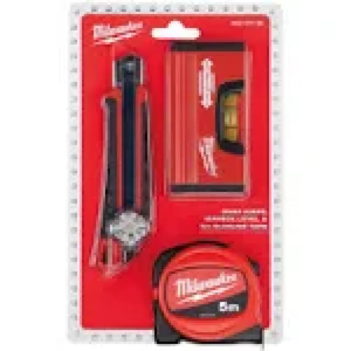 Milwaukee T4932471129 Ağır Hizmet Tipi 3’lü Set Maket Bıçağı, Metre ve Su Terazisi