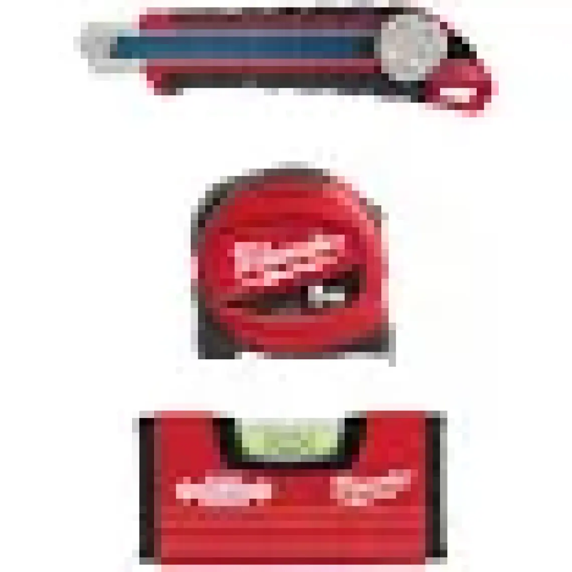 Milwaukee T4932471129 Ağır Hizmet Tipi 3’lü Set Maket Bıçağı, Metre ve Su Terazisi