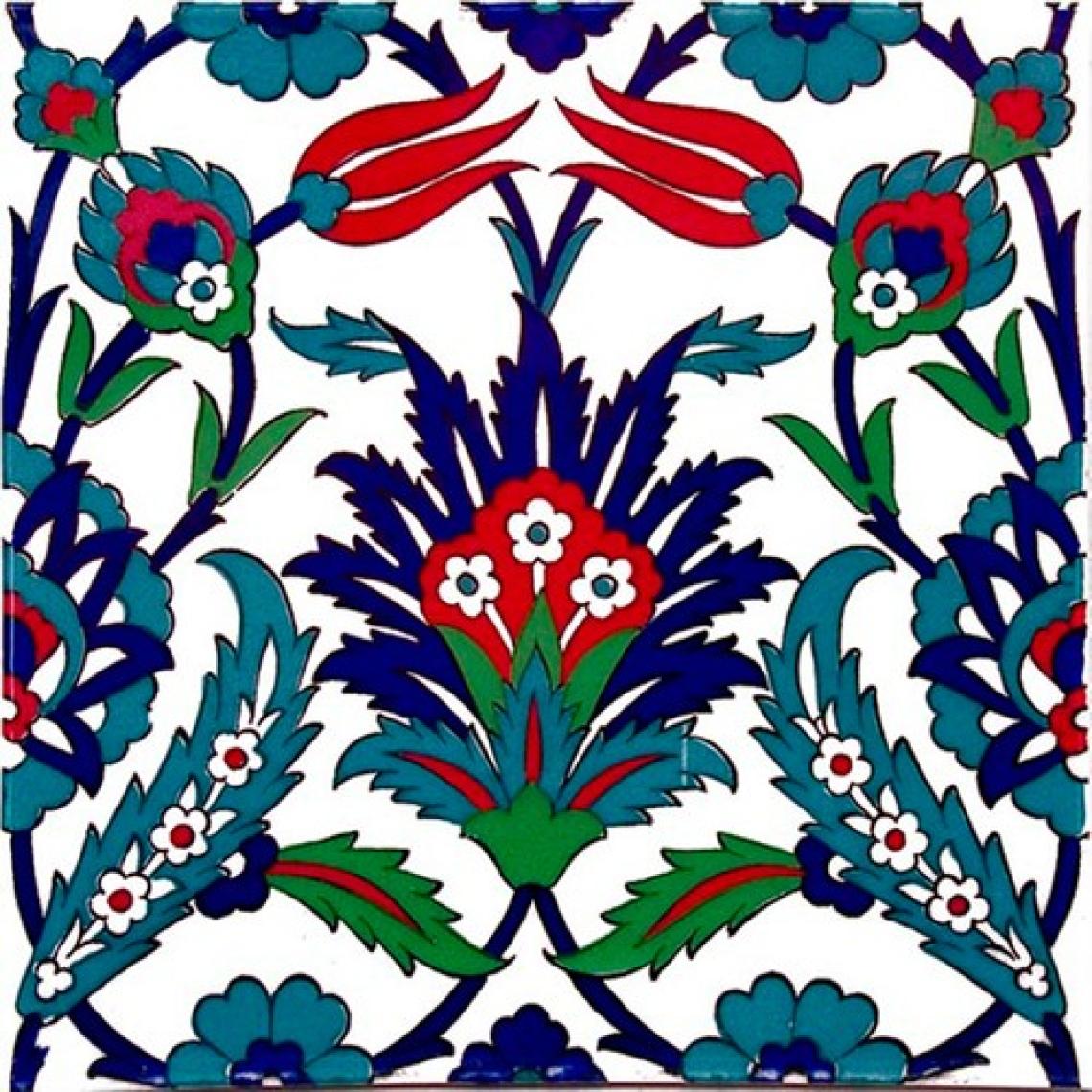 Armada Çini 20x20 Cm Ac 19 Laleli Desen Osmanlı Çini Seramik Karo