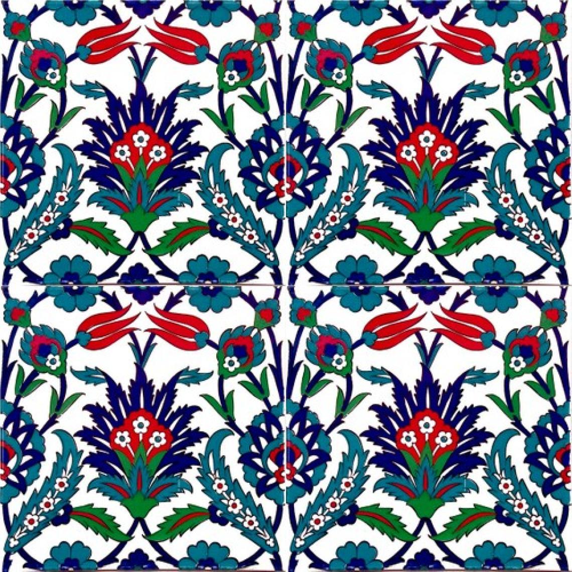 Armada Çini 20x20 Cm Ac 19 Laleli Desen Osmanlı Çini Seramik Karo