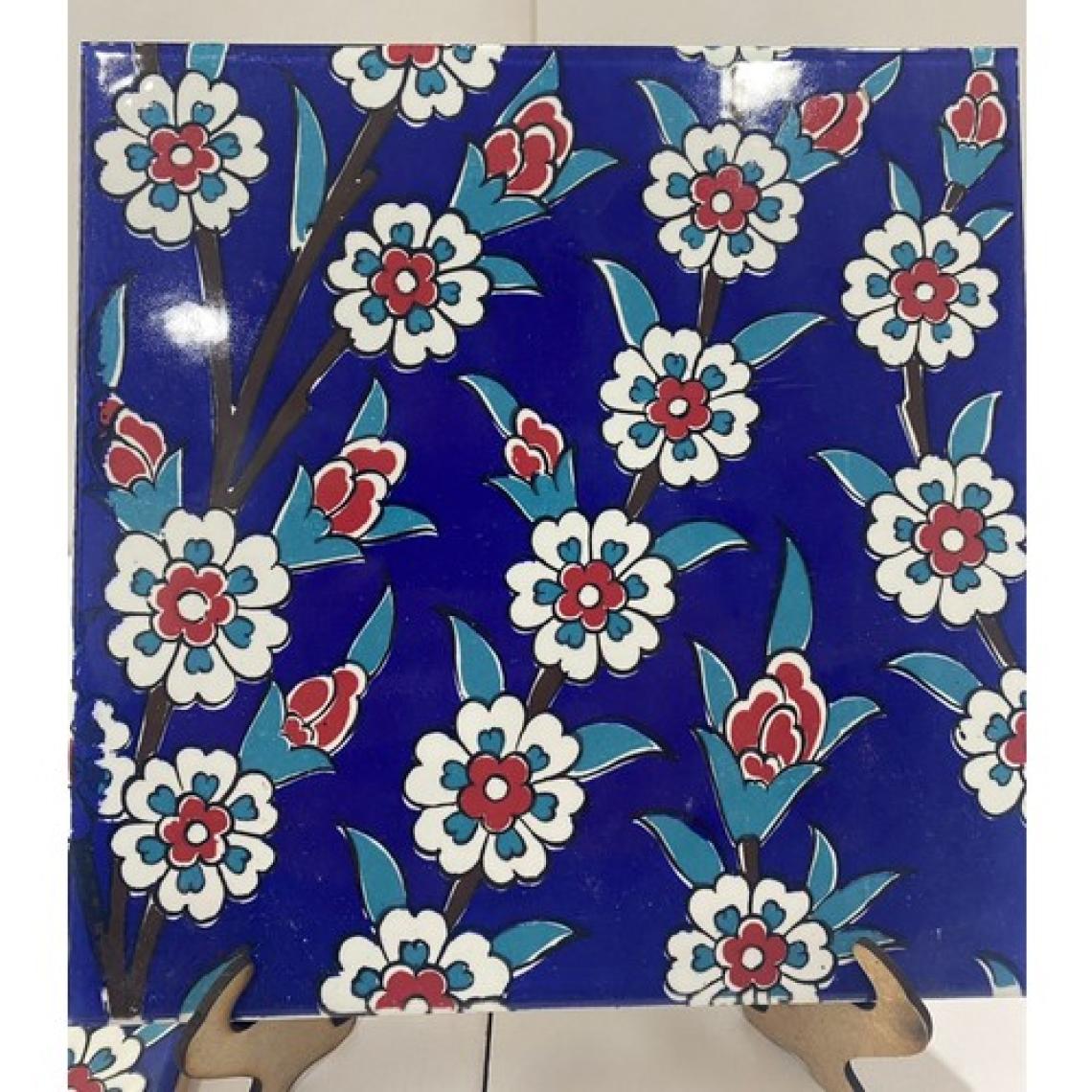 Armada Çini 20x20 Cm Ac 60 Kobalt Papatya Kütahya Çini Desenli Karo
