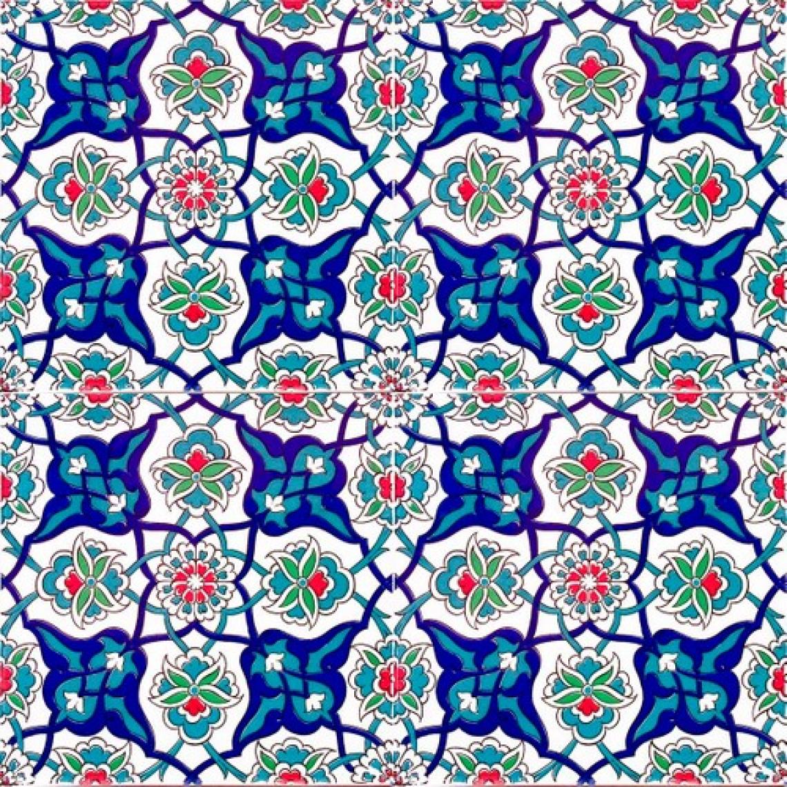 Armada Çini 20x20 Cm Ac 27 Kütahya Çini Rumi Desenli İznik Çini Karo