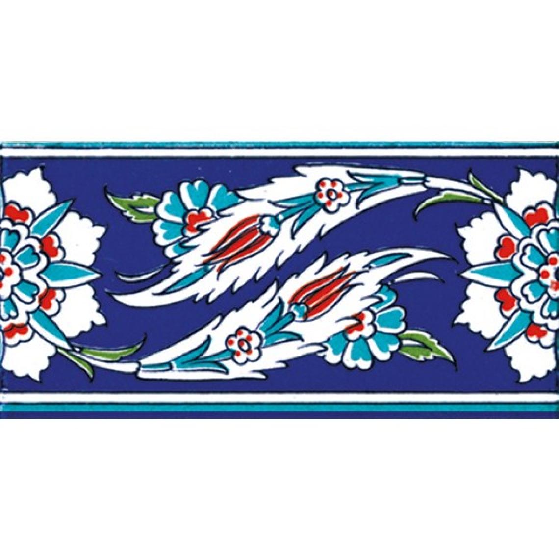 Armada Çini 10x20 Cm KS 18 Osmanlı Yaprak Desenli Çini Bordür