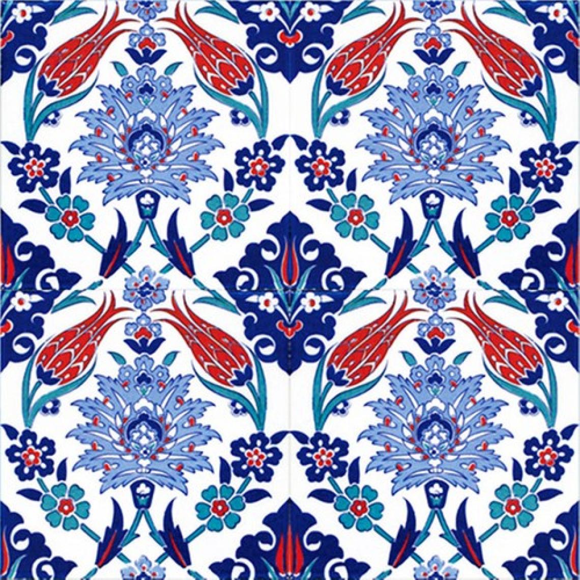 Armada Çini 20X20 Cm Ac 4 İznik Lale Desen Kütahya Çini Karo