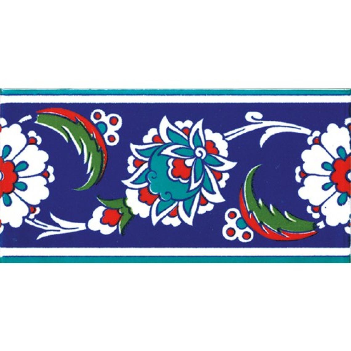 Armada Çini 10x20 Cm KS 12 İznik Çiçek Desenli Seramik Çini Bordür