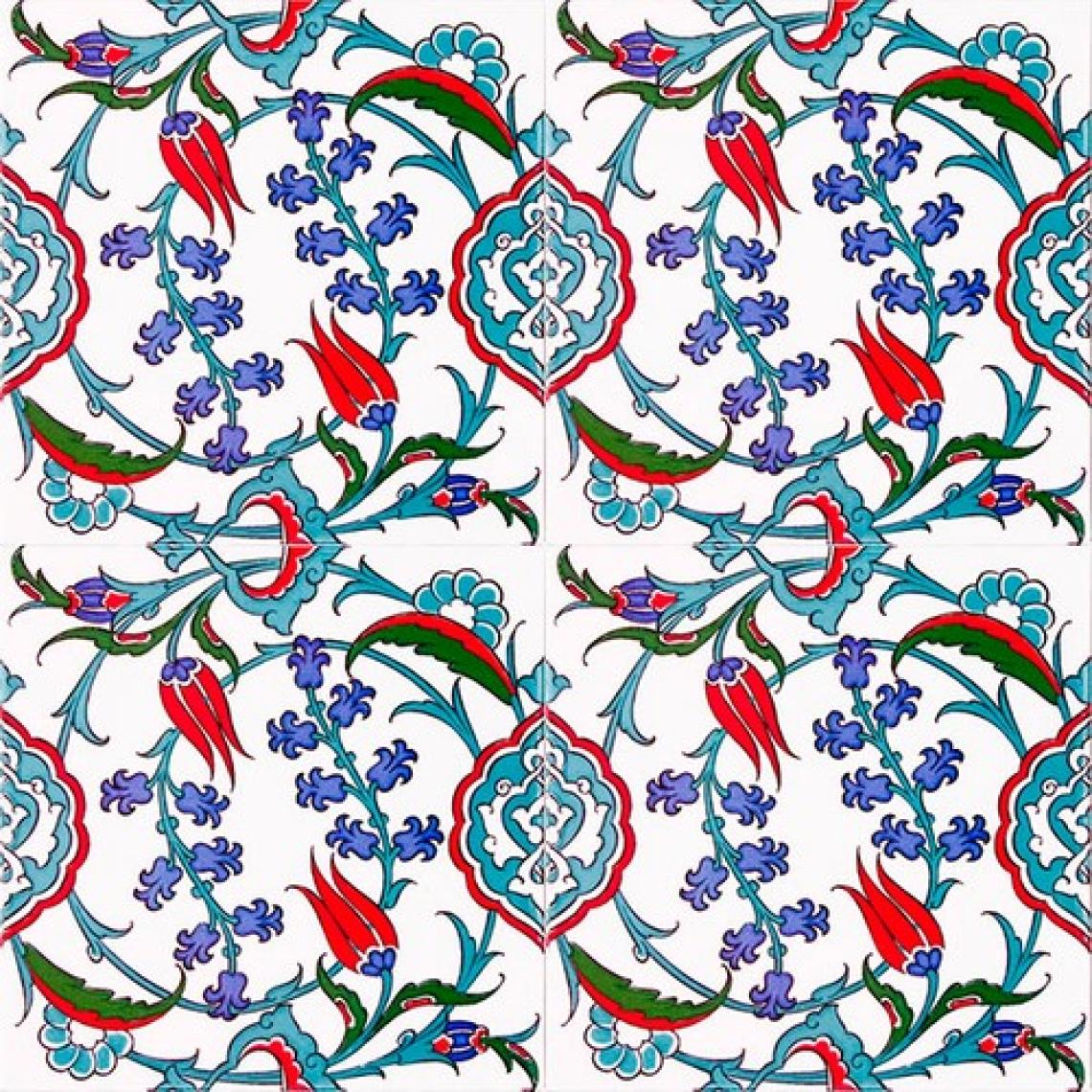 Armada Çini 20x20 Cm Ac 5 İznik Dönence Çiçek Desenli Çini Karo
