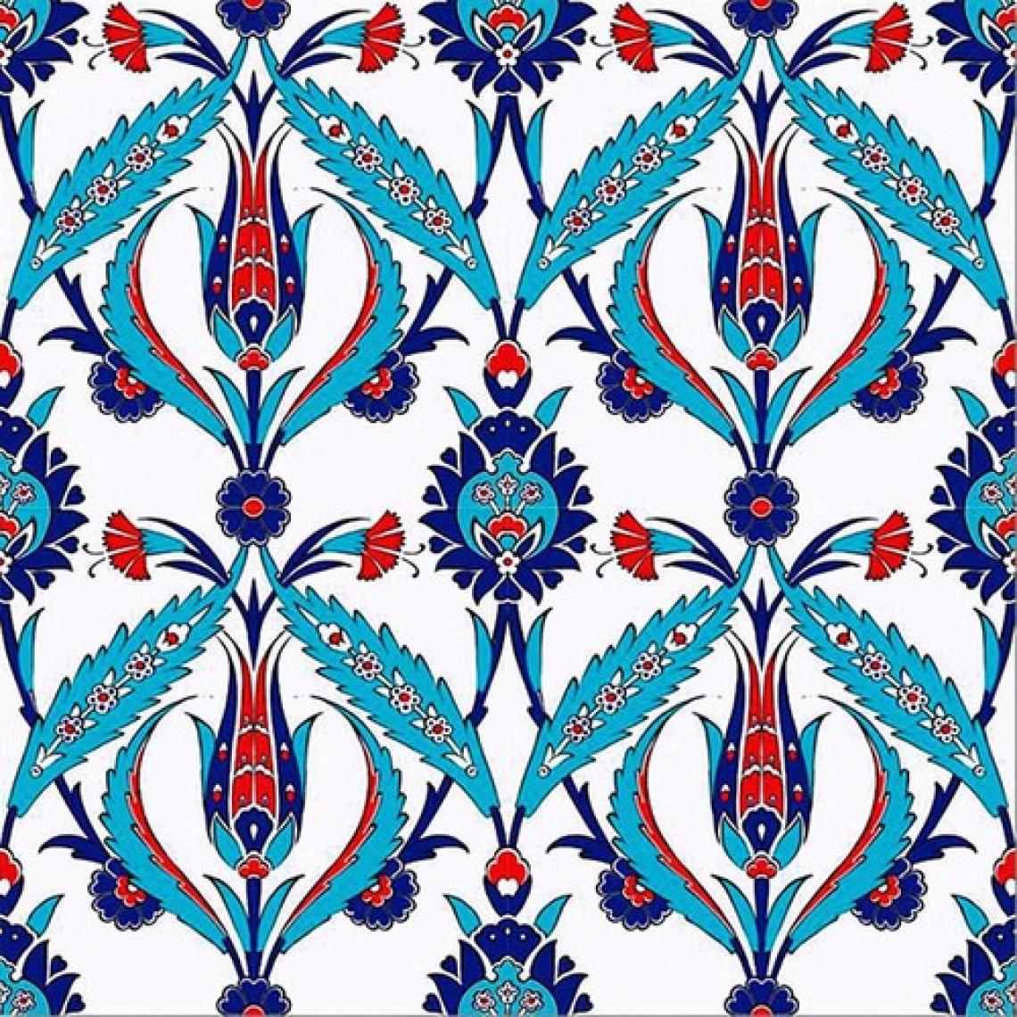Armada Çini 20x20 Cm Ac 2 Kırmızı Lale Desenli İznik Çini Karo