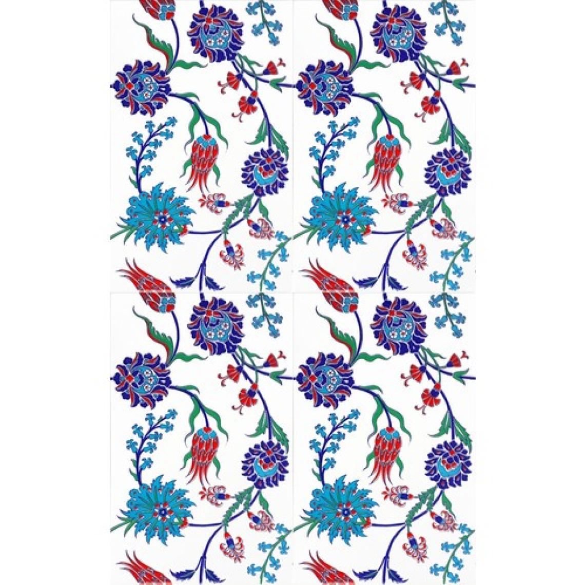 Armada Çini 25x40 Cm SP 405 Desenli İznik Çini Karo Lale Karanfil