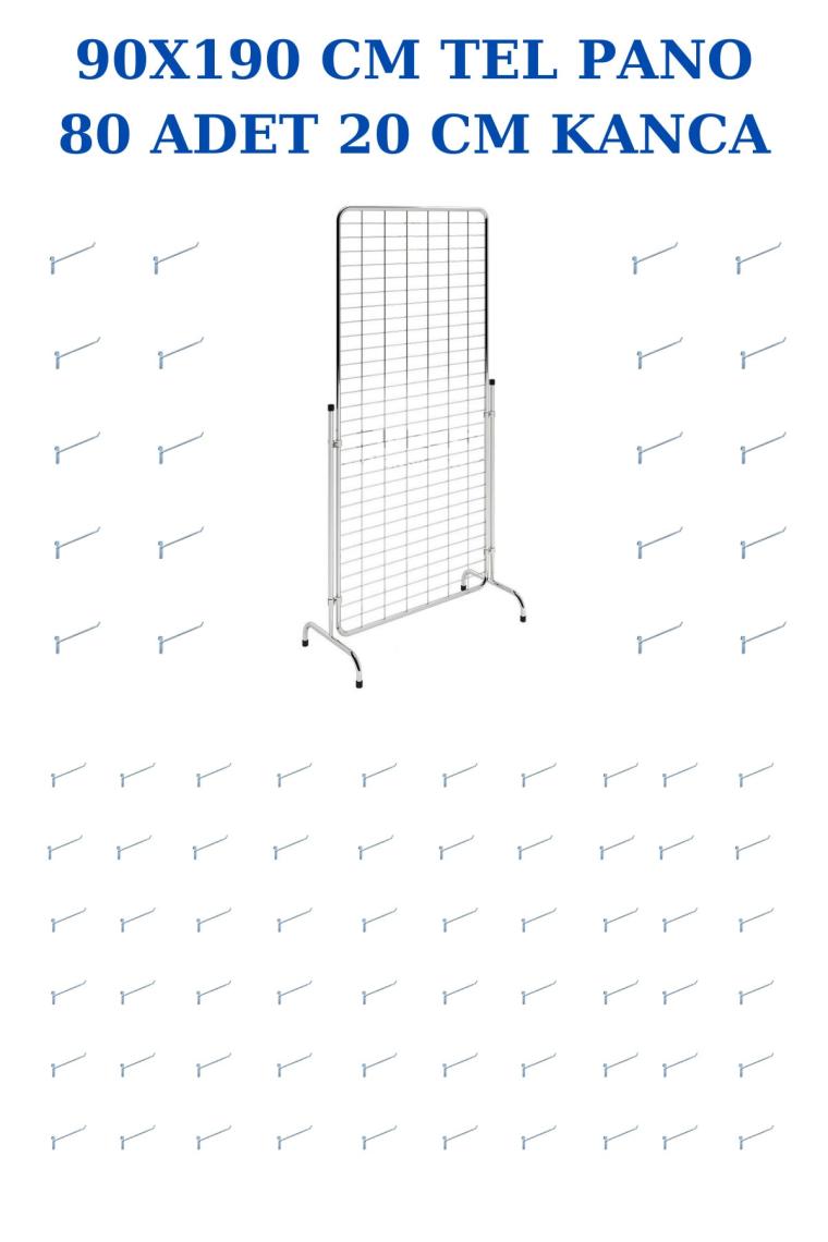 Manken İstanbul Krom Tel Pano Standı 90X190 cm - 80 Adet Kanca Bijuteri Standı Çorap Standı Telefon Standı