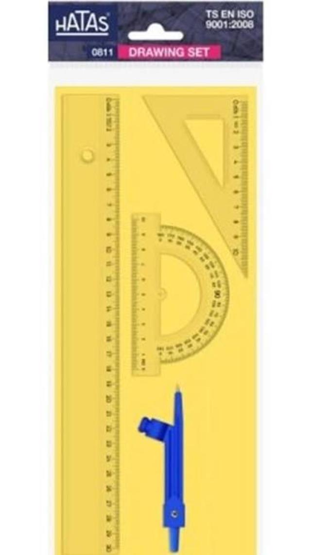 Hatas Pergelli Ekonomik Çizim Takımı 30 Cm Cetvelli  No:0811
