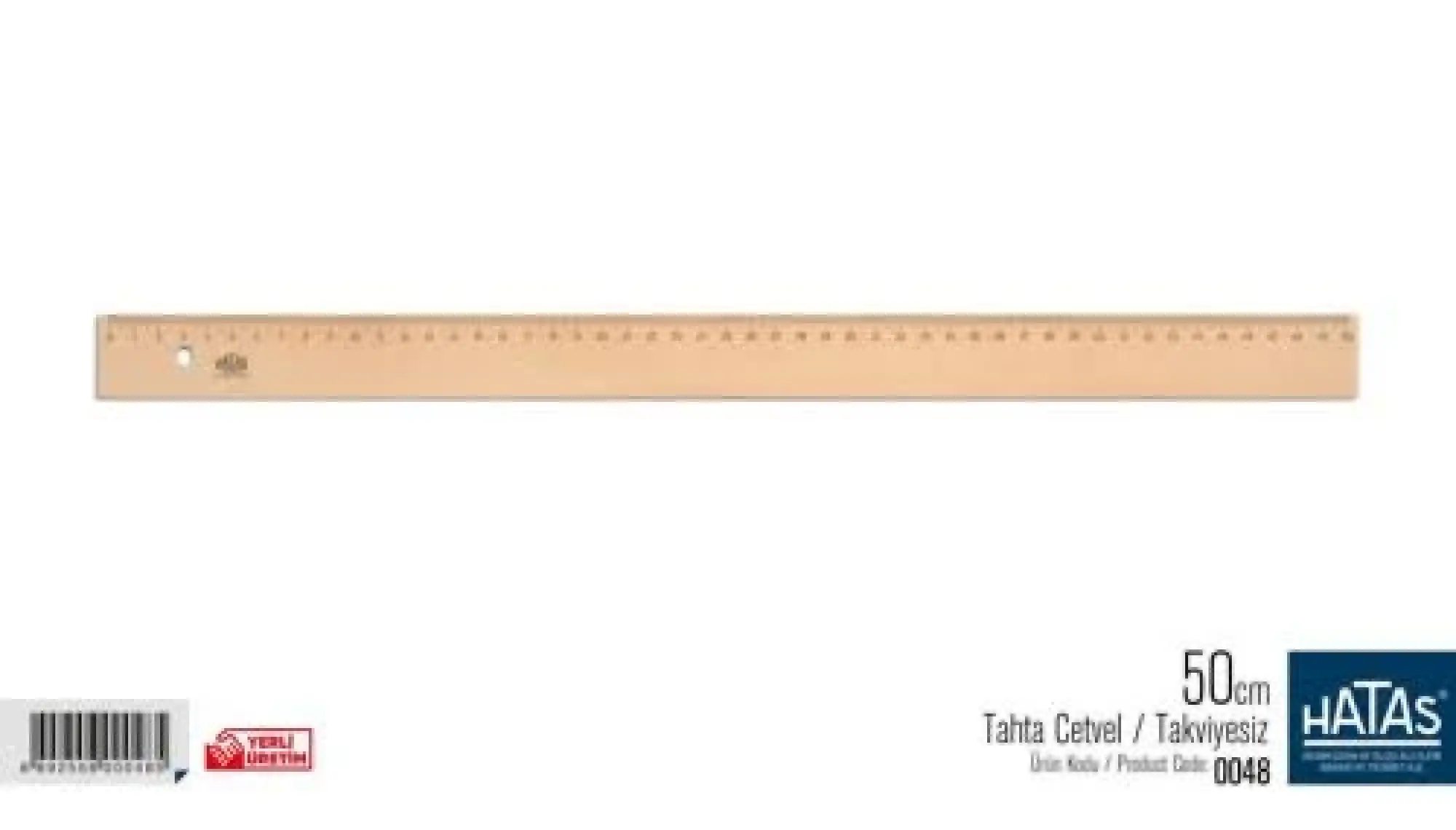 Hatas 0048 Tahta Cetvel Takviyesiz 50 cm