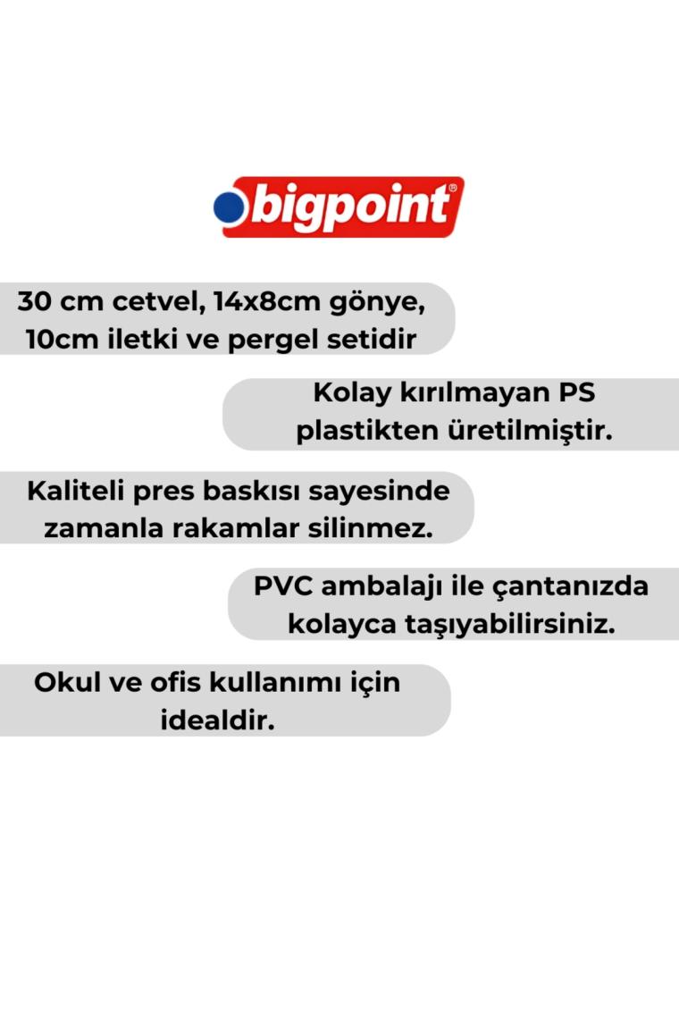 Cmk Pergelli Çizim Seti 30CM Cetvel + Gönye + Iletki