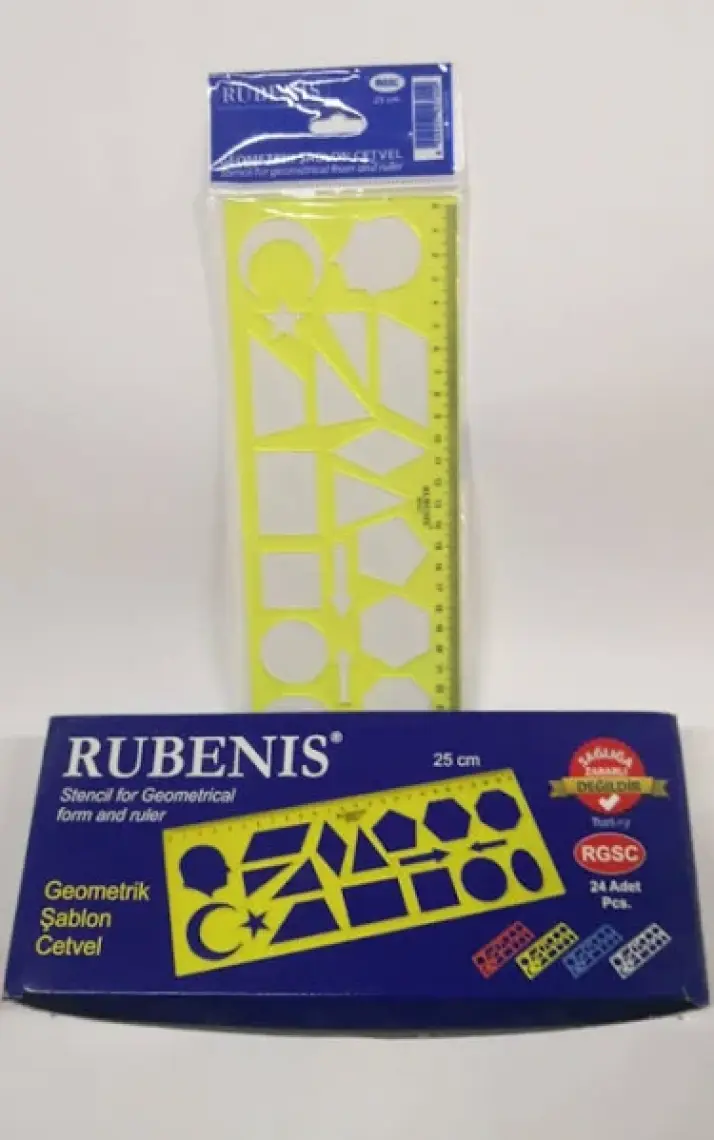 Rubenis Geometrik Şekilli Şablon Cetvel