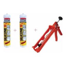 Soudal Şeffaf Silikon 280 gr 2 Adet  + Silikon Tabancası