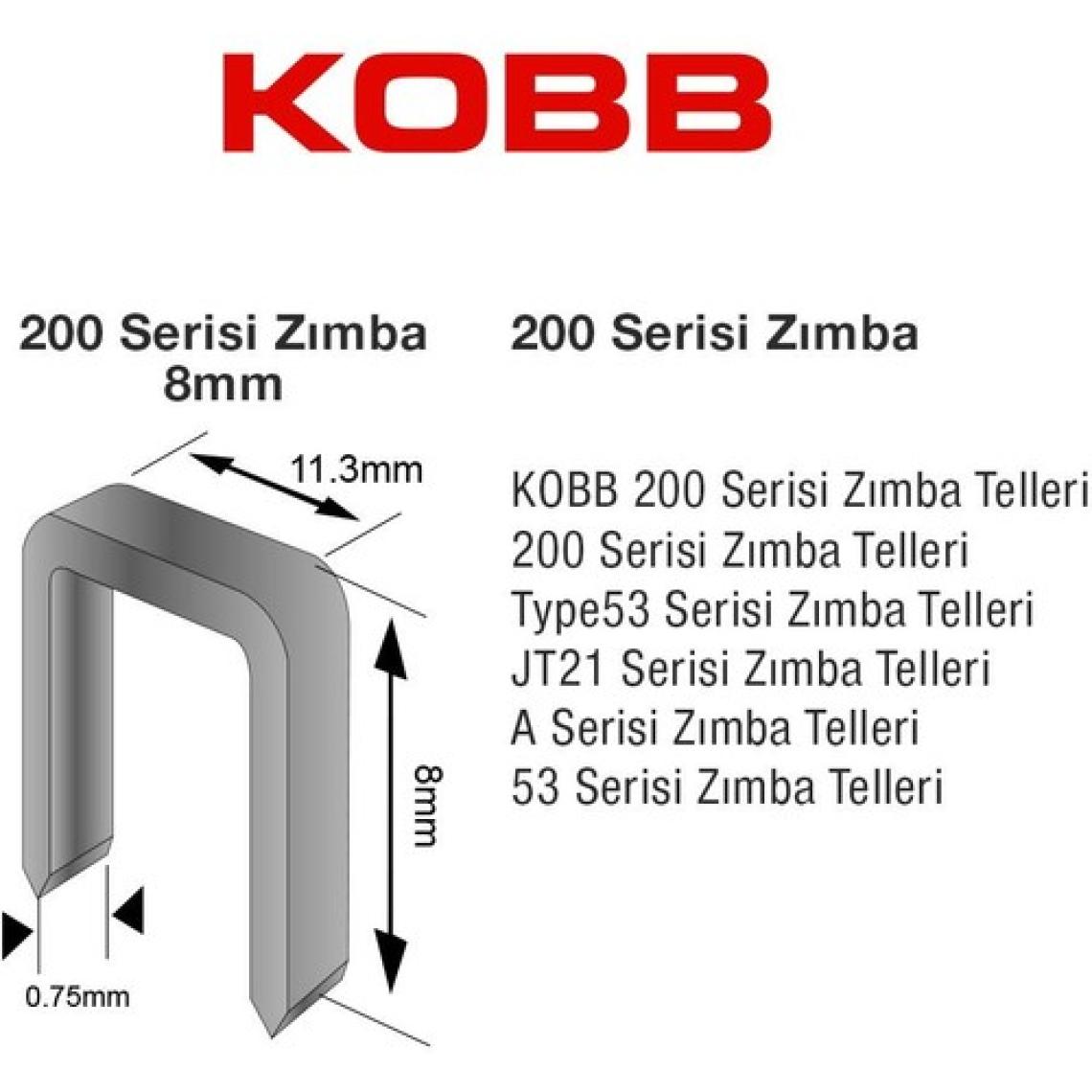 Kobb Kbz208 8mm 2500 Adet 200 Serisi Ağır Hizmet Tipi Zımba Teli