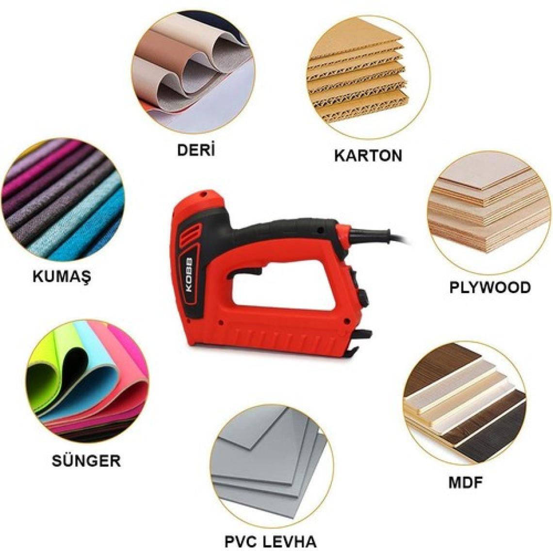 Kobb KBZ200 8-16MM Zımba ve 15-16MM Profesyonel Çivi Çakma Makinesi + 3000 Adet Yedek Zımba ve Çivi