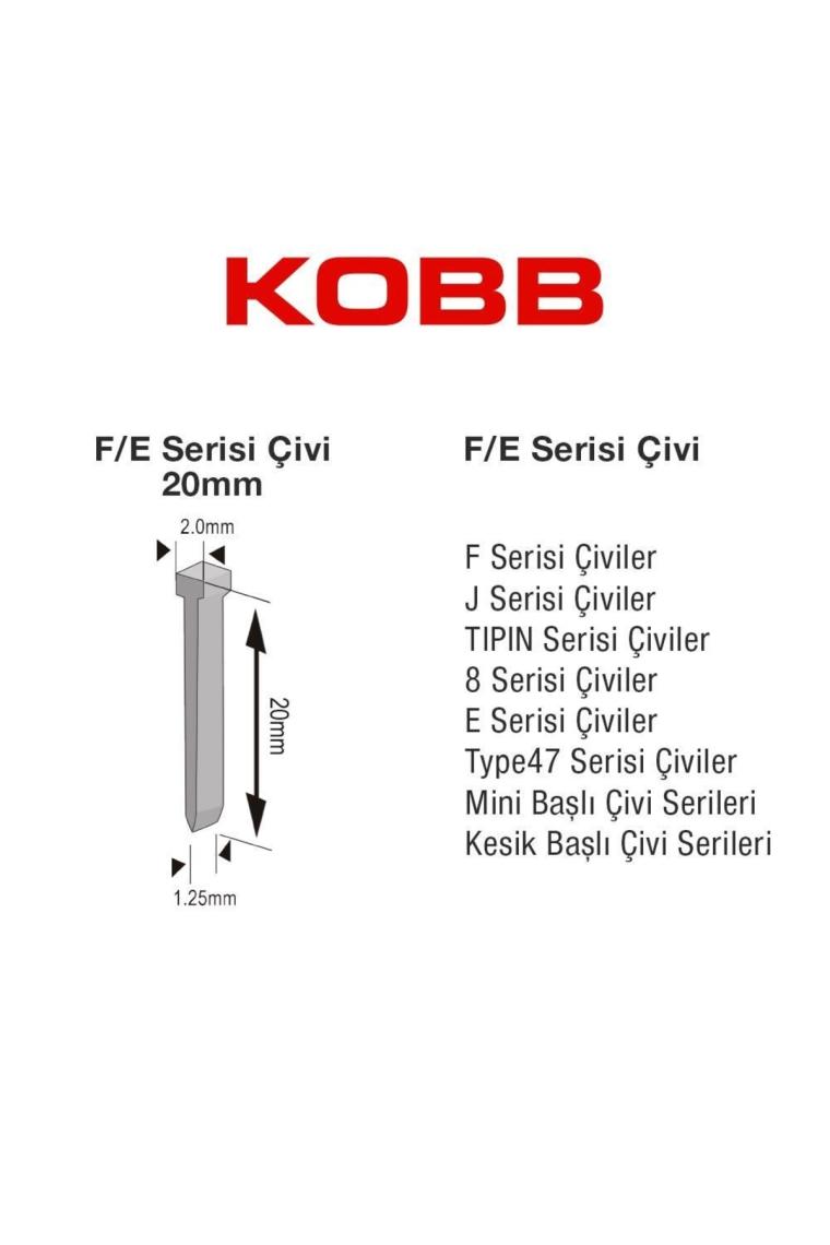 Kbz20f 20mm 2500 Adet F/e/j/8 Serisi Ağır Hizmet Tipi Kesik Başlı Çivi - Değişenua