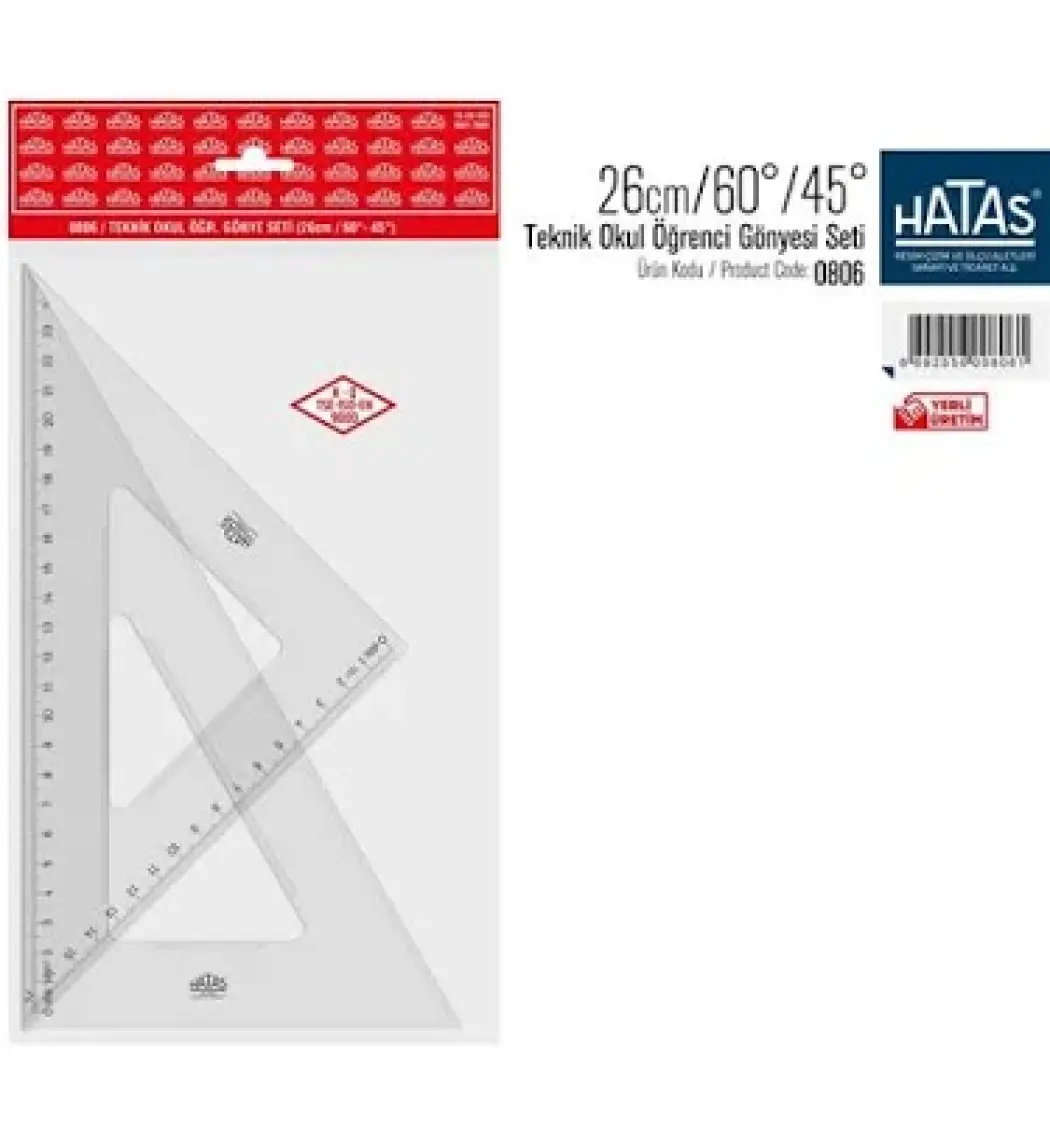 Hatas Teknik Okul Öğrenci Gönye Seti 26 / 60-45 No:0806