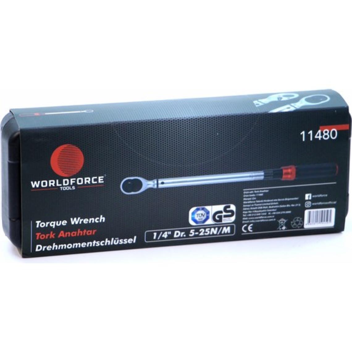 Worldforce Tork Anahtarı 1/4" 5-25 Nm Çantalı Profesyonel 72 Diş Cırcırlı