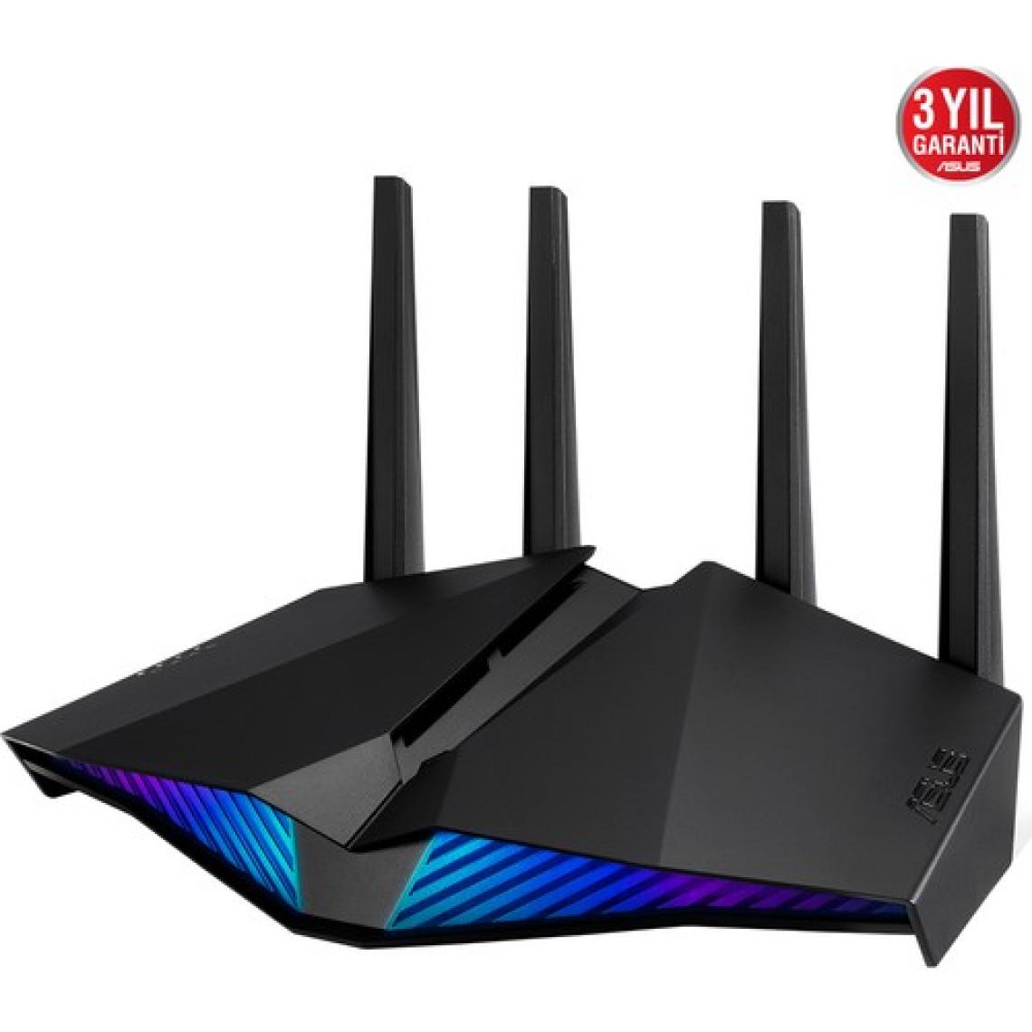 Asus RT-AX82U WIFI6 Dual Band Gaming Extendable Router-Aura RGB-Mobile Gaming Mod-Gaming  Port-4G 5G Mobile Tethering-AiProtection
