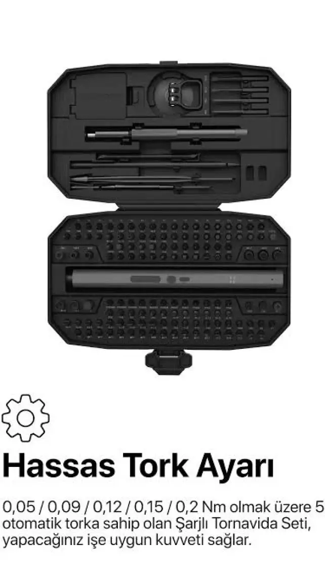 Xenon Smart Şarjlı LED Işıklı Hassas Tork Ayarlı Taşınabilir Tornavida Seti (153 Parça) X6833