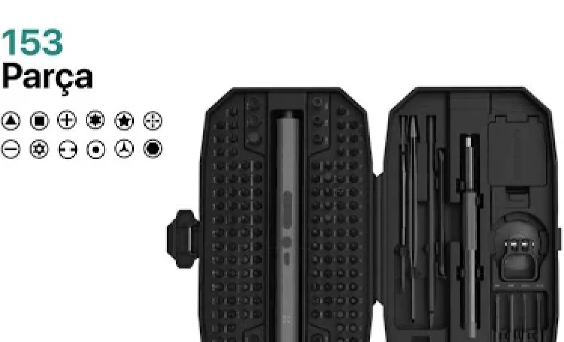 Xenon Smart Şarjlı LED Işıklı Hassas Tork Ayarlı Taşınabilir Tornavida Seti (153 Parça) X6833