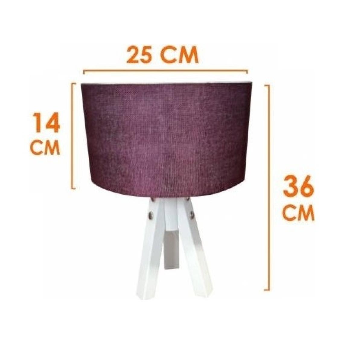 Aeron Kumaş Başlıklı Beyaz 3 Ayaklı Ahşap Tripod Abajur E27  Duy Komidin Etejer