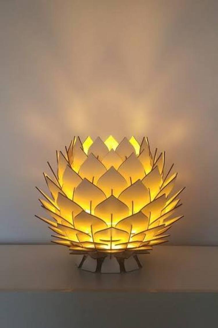 Design Otto Lotus Dekoratif Abajur Avize Sarkıt Lambader Şapkası Bej