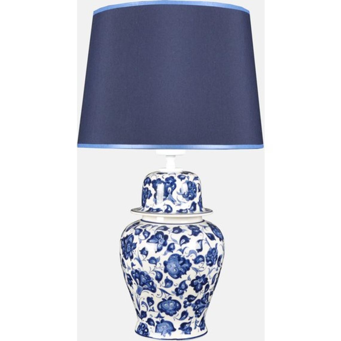 Qdec Bleu Blanc Şah Vazo Abajur Lotus Mavi