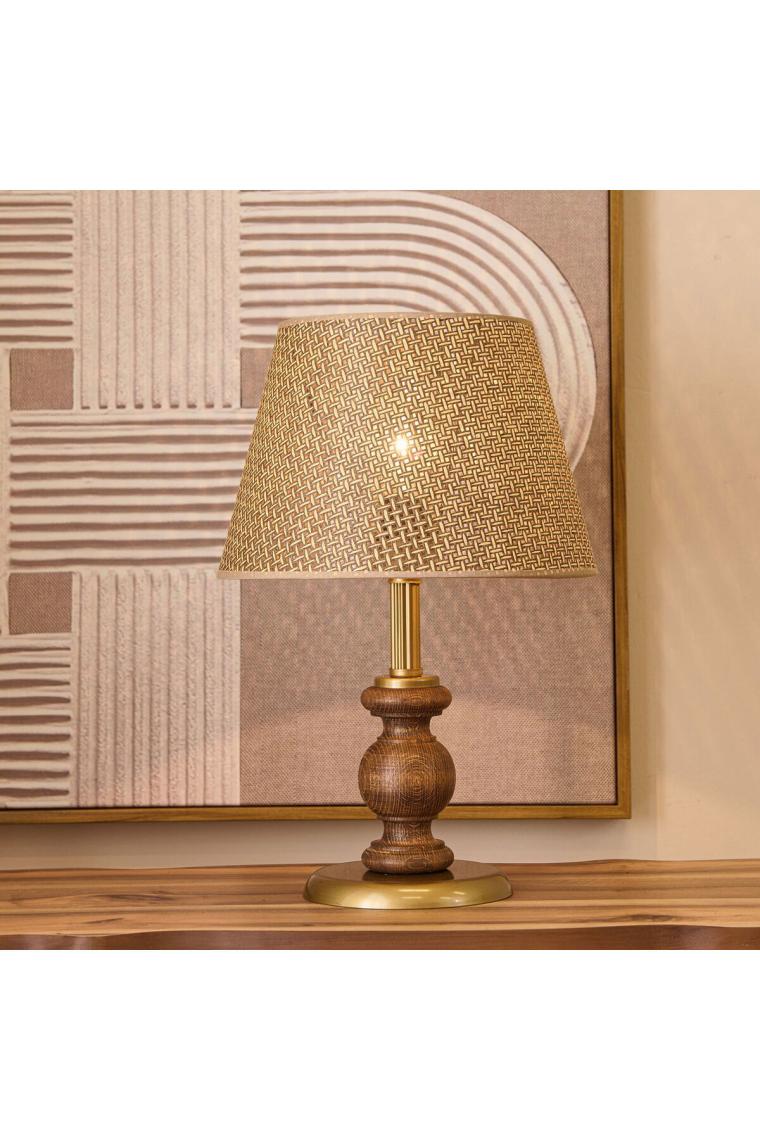 Evidea Lighting Fiona Ahşap Abajur - Ceviz Ayak / Kahverengi Başlık - 40 cm